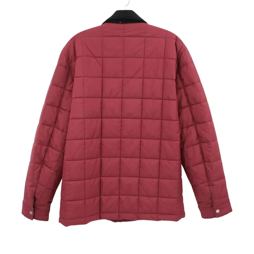 Bonobos Size Medium Quilted Barn Jacket Maroon Corduroy Collar Snap‎ Button